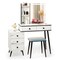 Vanity Makeup Table Set with Lighted Mirror and 3-in-1 Charging Station